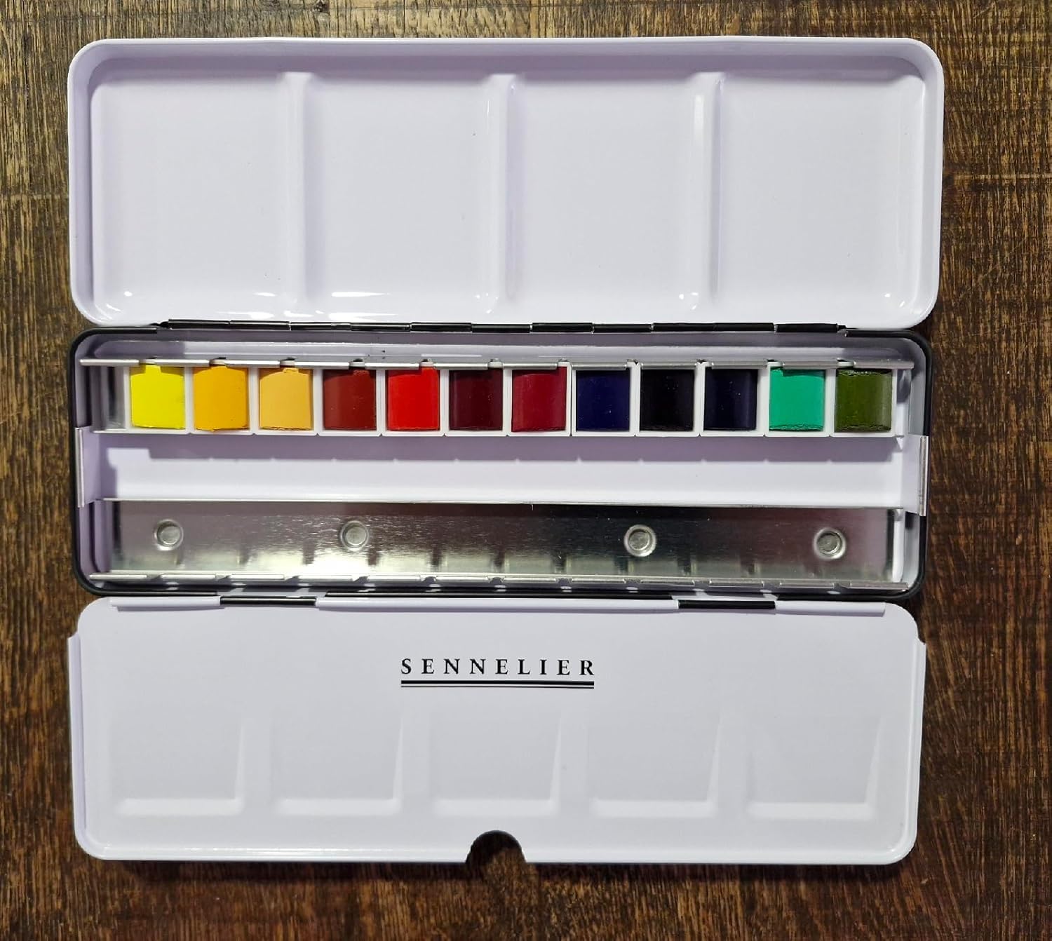 Sennelier Acuarela Extrafinas, Set Marie Boudon,12 Medio Cucharones Caja de metal y pinceles