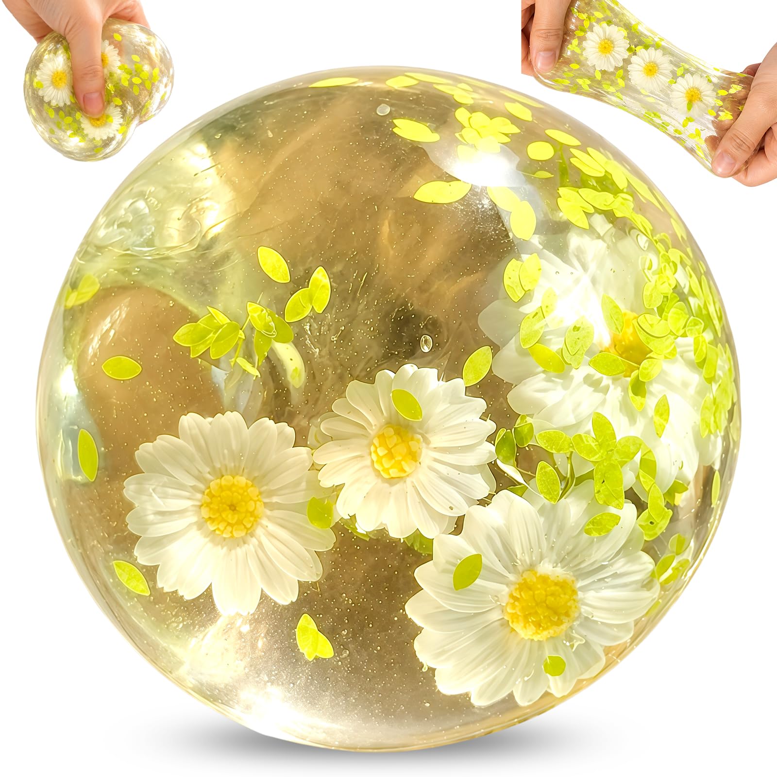 Squeeze Toys for Kids - Stress Relief Balls, Autism Stress Relief, Stress Balls for Adults and Children, Classroom Prizes, Safe & Durable Stress Relief Toys (Green daisies)