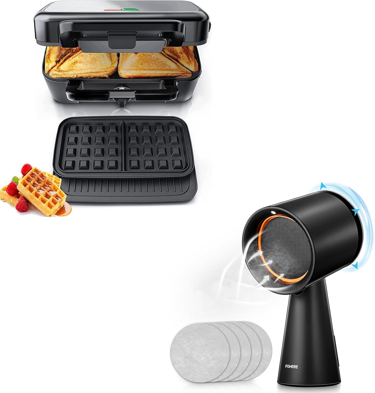 Waffle Maker 3 in 1 Sandwich Maker & Portable Kitchen Exhaust fan
