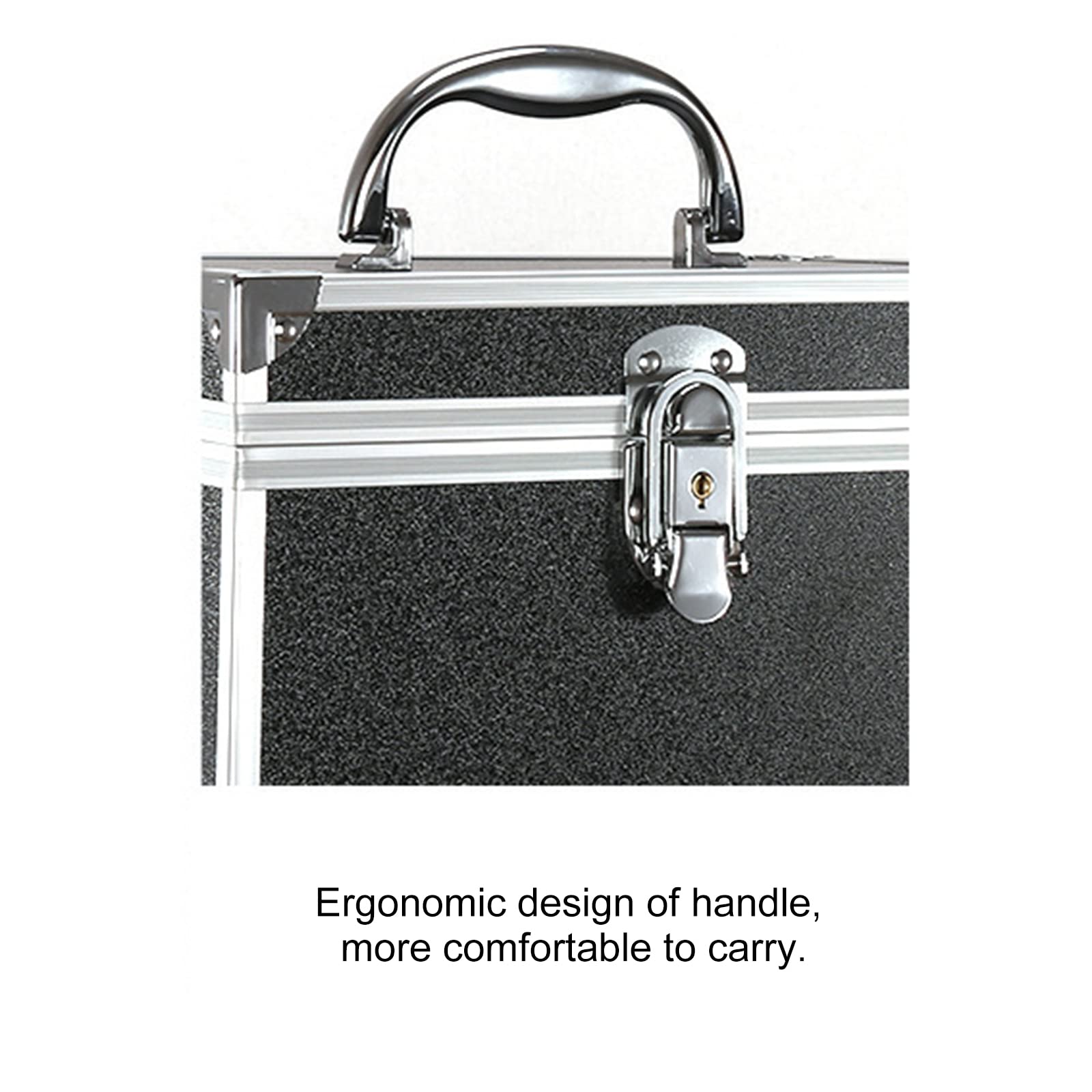 Scatola organizer per cosmetici con specchio, portatile, per trucchi, con serratura, professionale, per gioielli, pennelli e prodotti per la cura della pelle, da viaggio, rosa, Portatile professionale