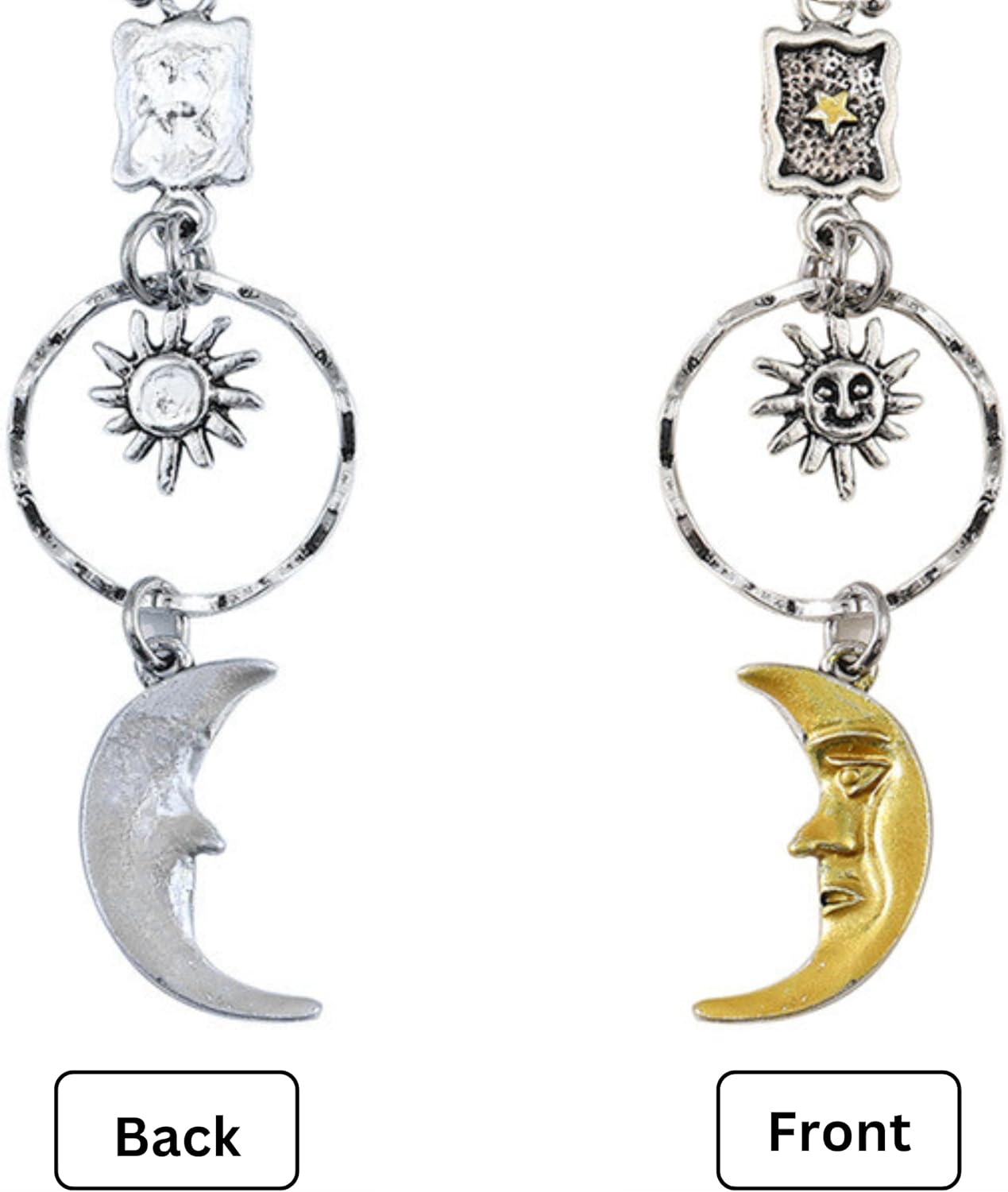 Vintage Sun Moon Star Dangle Earrings, Asymmetric Greek Mythology Drop Earrings for Women, Artistic and Unique Design - Image 5