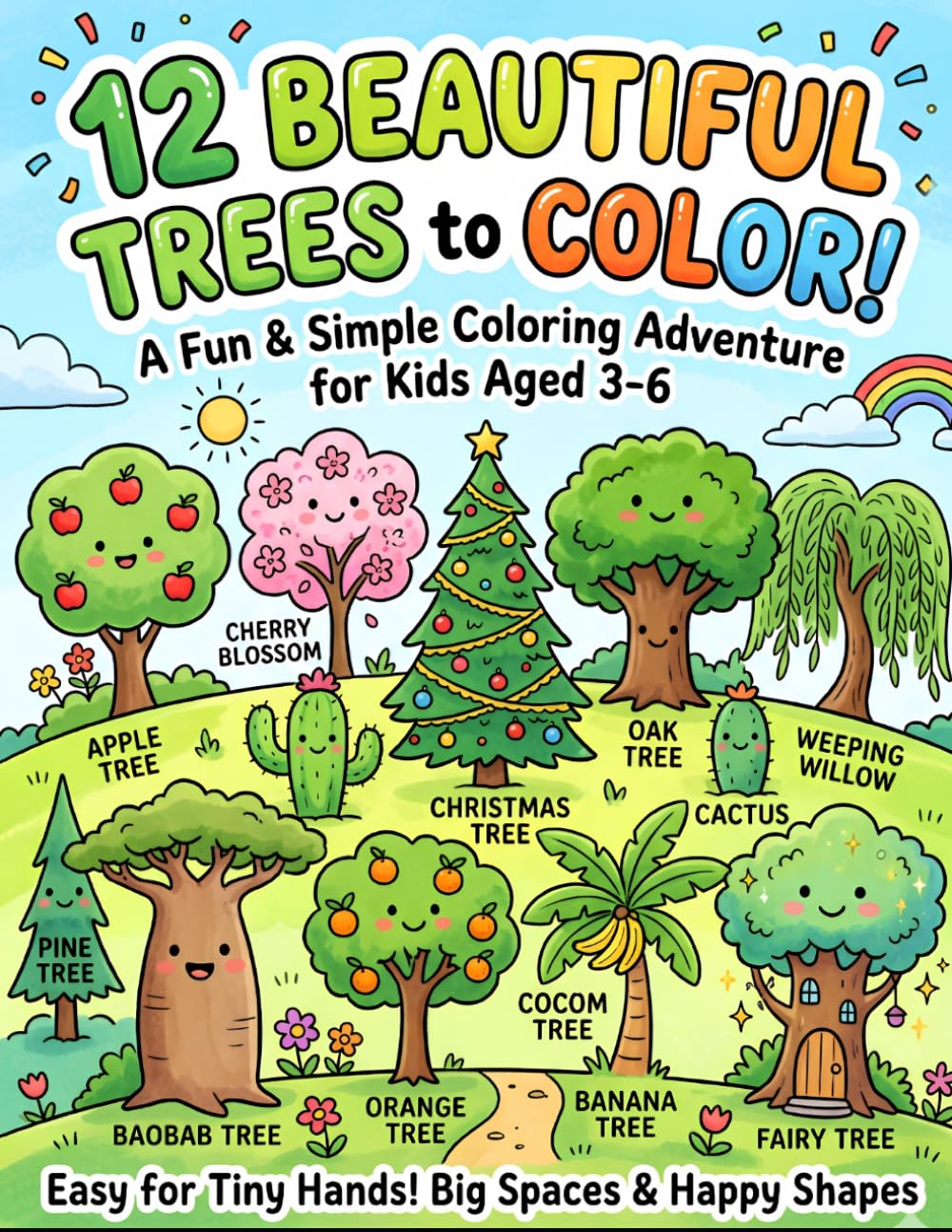 Trees Coloring Book for Kids Ages 3-6: Fun and Easy Nature Coloring Book with Beautiful Trees, Forest Scenes, Simple Illustrations, and Creative ... Preschoolers, Toddlers, and Young Children