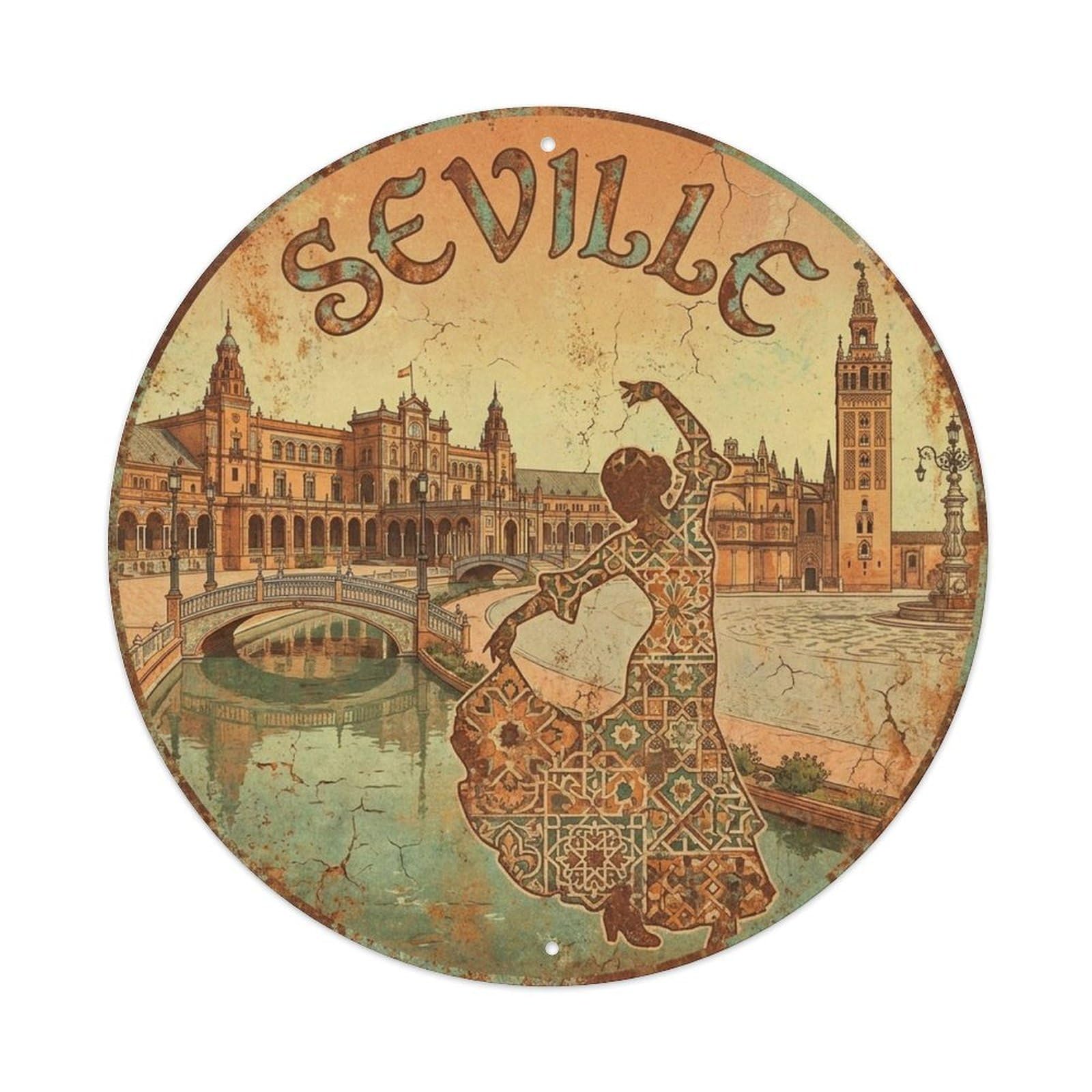 Seville Spain Retro City Travel Landmark Metal Tin Sign
