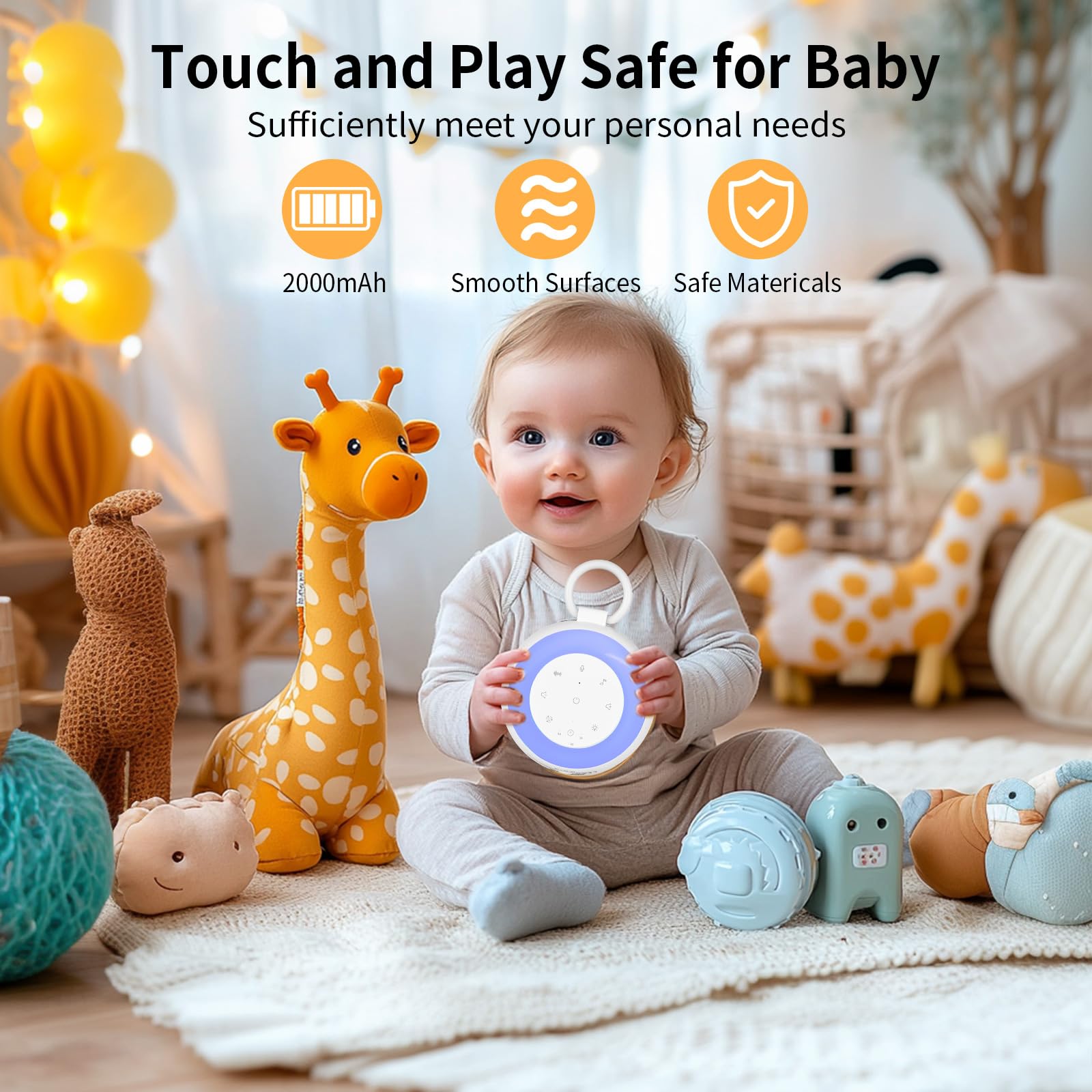 GuKKK Machine à Bruit Blanc, Machine Bruit Blanc Bébé, 24 Sons Apaisants Musicaux avec 7 Couleurs Veilleuse, Aide au Sommeil de Bébé, Minuterie et Mémoire, White Noise Machine pour Adulte