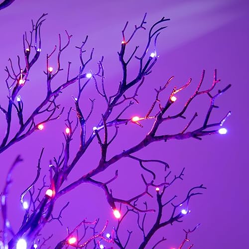 Miniatura 6 de LIGHTSHARE Árbol de sauce de Halloween de 6 pies, 200 luces LED, árbol artificial negro espeluznante para el hogar, festival, belén, fiesta, uso en