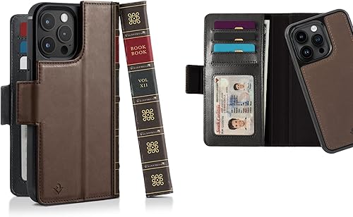 Twelve South BookBook para iPhone 15 Max  Funda tipo cartera de piel auténtica compatible con MagSafe con soporte de exhibición + funda de cuero