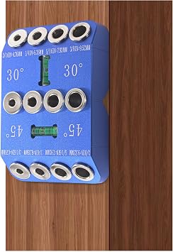 Aluminum Angle Drill Guide Jig, 30/45/90 Degree, 4 Hole Sizes | 30/45/90 degree drilling guide with 3/16, 1/4, 5/16 and 3/8 in guide hole sizes. Drill bits not included.