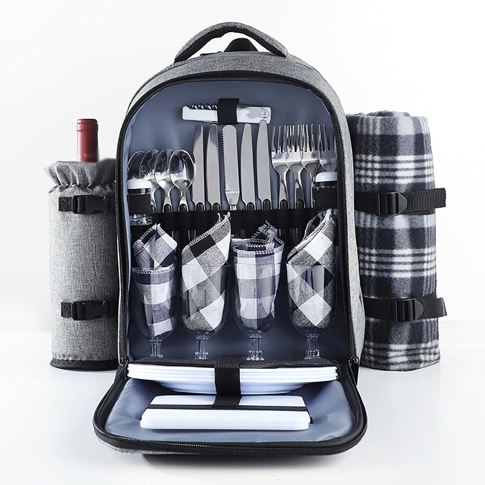 Zaino termico termico, borsa termica per il pranzo a due piani, leggera, con tagliere, grande capacità, impermeabile, per viaggi, escursionismo, spiaggia, scuola, campeggio, barbecue