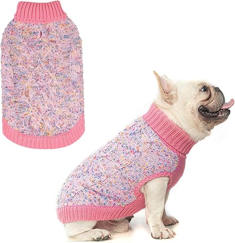 Miniatura 11 de BEAUTYZOO Suéter para perro pequeño - Cuello alto, suéter clásico de punto trenzado, abrigo de invierno suave, ropa para clima frío para perros