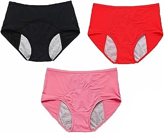 Calzoncillos de algodón para mujer, 3 piezas, malla sólida, transpirable, cómodo, periférico, a prueba de fugas, pantalones menstruales con cintura alta, accesorios de armario, ropa interior