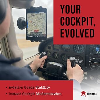 ProAviator Suction Cup Mount - Curved Arm - Supports Multi Angle Display - for Pilots, General Aviation (ProAviator: iPad Mount)