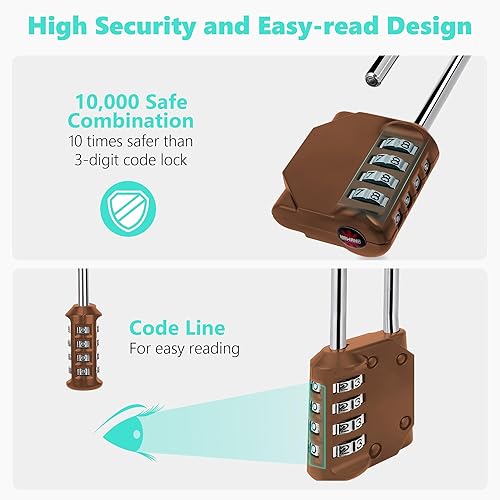 Miniatura 4 de CL21MC Candado de combinación con grillete largo de 2.6 pulgadas, candado de combinación de 4 dígitos, establece tu propia combinación para candado