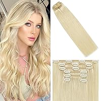 Vista 15 de WindTouch - Extensiones de cabello humano liso con pinzas, color negro azabache, 2.47 onzas, N.° 1, 12 pulgadas, 7