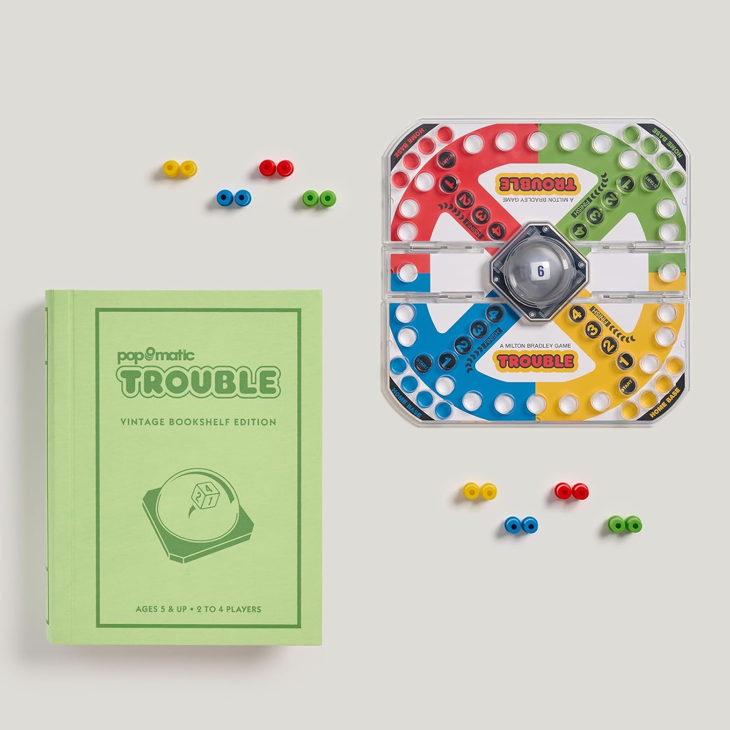 WS Game Company Risk, Trouble, and Guess Who? Vintage Board Game Bookshelf Collection, Classic Board Games for Your Home Decor & Enjoyable Play