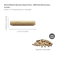 Vista 181 de 3/8" x 2" - Paquete de 500 pasadores de madera - Secados al horno, estriados y biselados (3/8" x 2", 500 unidades)