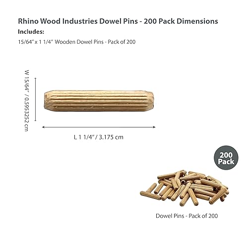 Vista 197 de 1/4" x 1" - Paquete de 500 pasadores de madera - Secados al horno, estriados y biselados (1/4" x 1", 500 unidades)