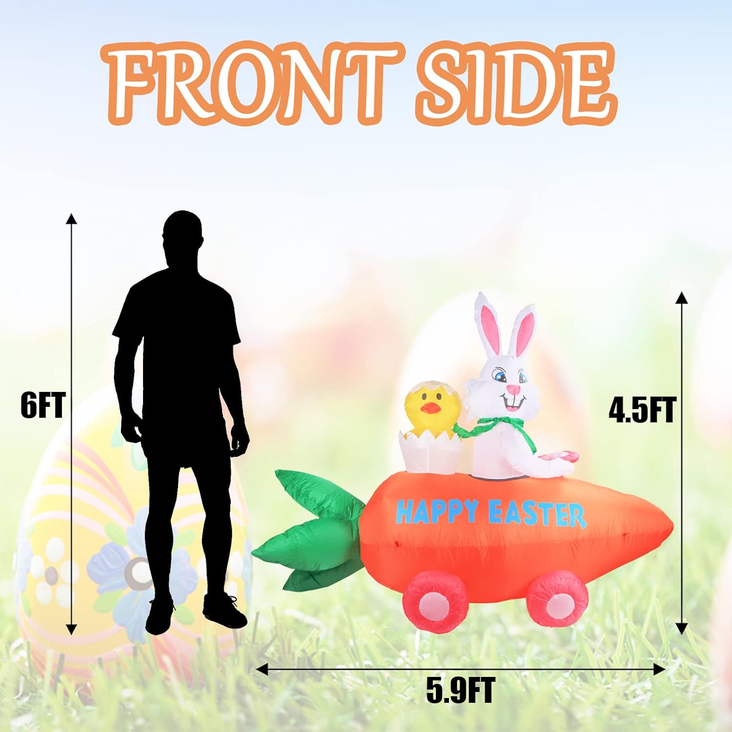 MUMTOP 6FT Easter Inflatables, Blow Up Easter Bunny with Giant Carrot and Chick, Easter Inflatables Outdoor Decorations with LED Light, Inflatable Outdoor Holiday Yard Decorations : Patio, Lawn & Garden
