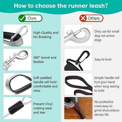 Miniatura 6 de Correa larga para perro a prueba de mordidas, cable de amarre para perros resistente de 10203050 pies con mosquetón, correas largas para perros