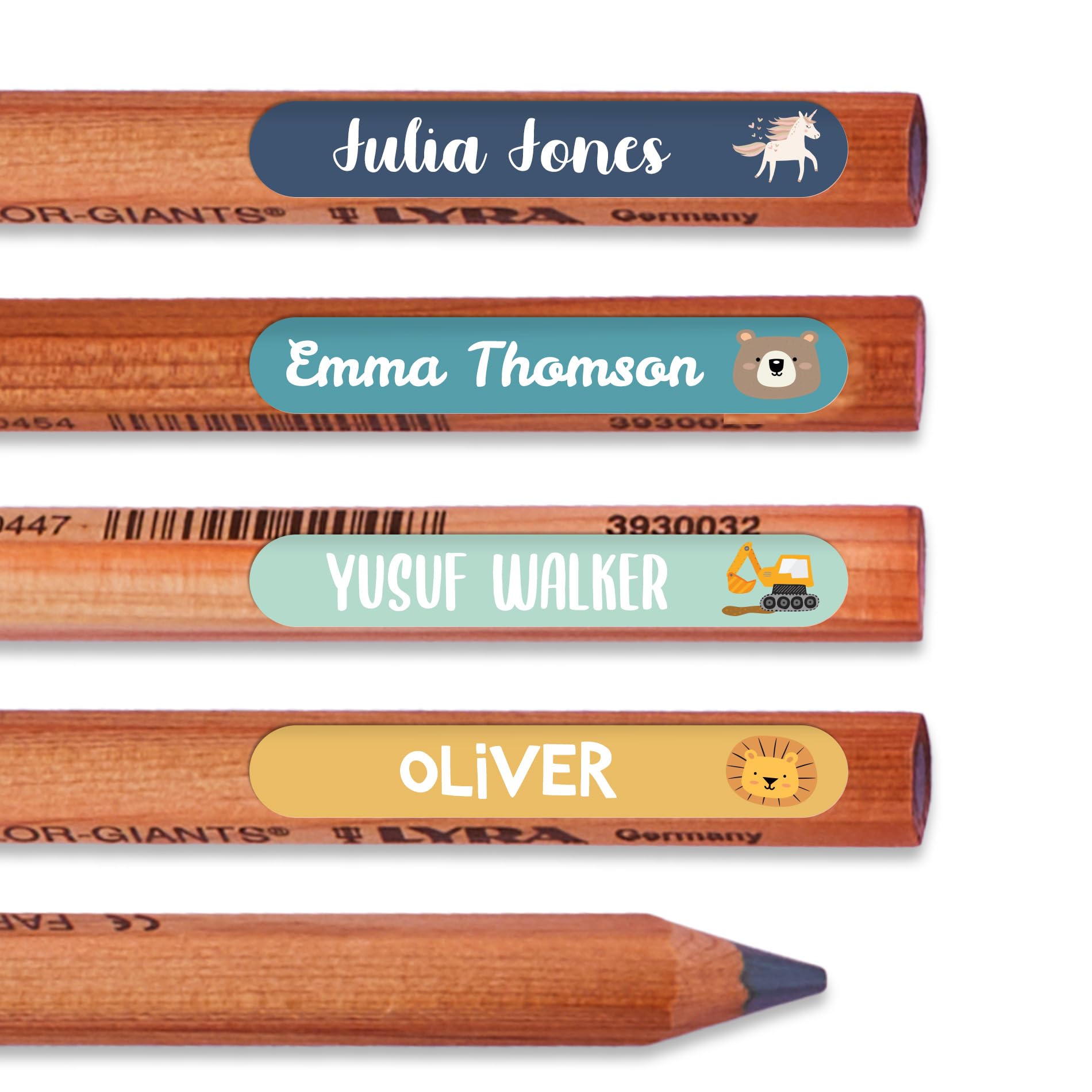 EASY2NAME - Themed Mini Name Labels, Ideal for Smaller Items Like: Pencils, rulers, Scissors, Cutlery, toothbrushes, Glasses, inhalers. Dishwasher and Microwave Safe. Dim: 38 x 6mm (Playground) โ image 1
