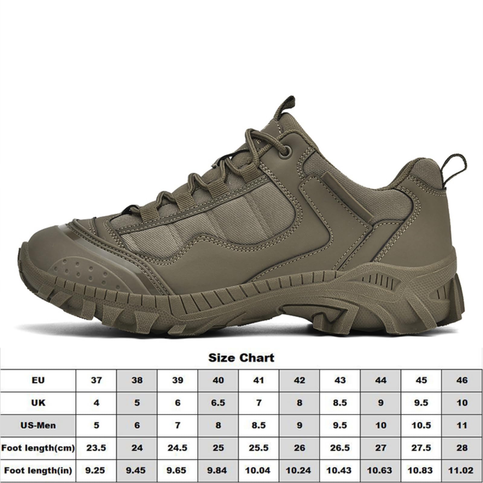Wodoodporne buty trekkingowe męskie lekkie buty wojskowe | Antypoślizgowa gumowa podeszwa, Niskie, sznurowane buty trekkingowe, Do biegania w terenie i na kemping