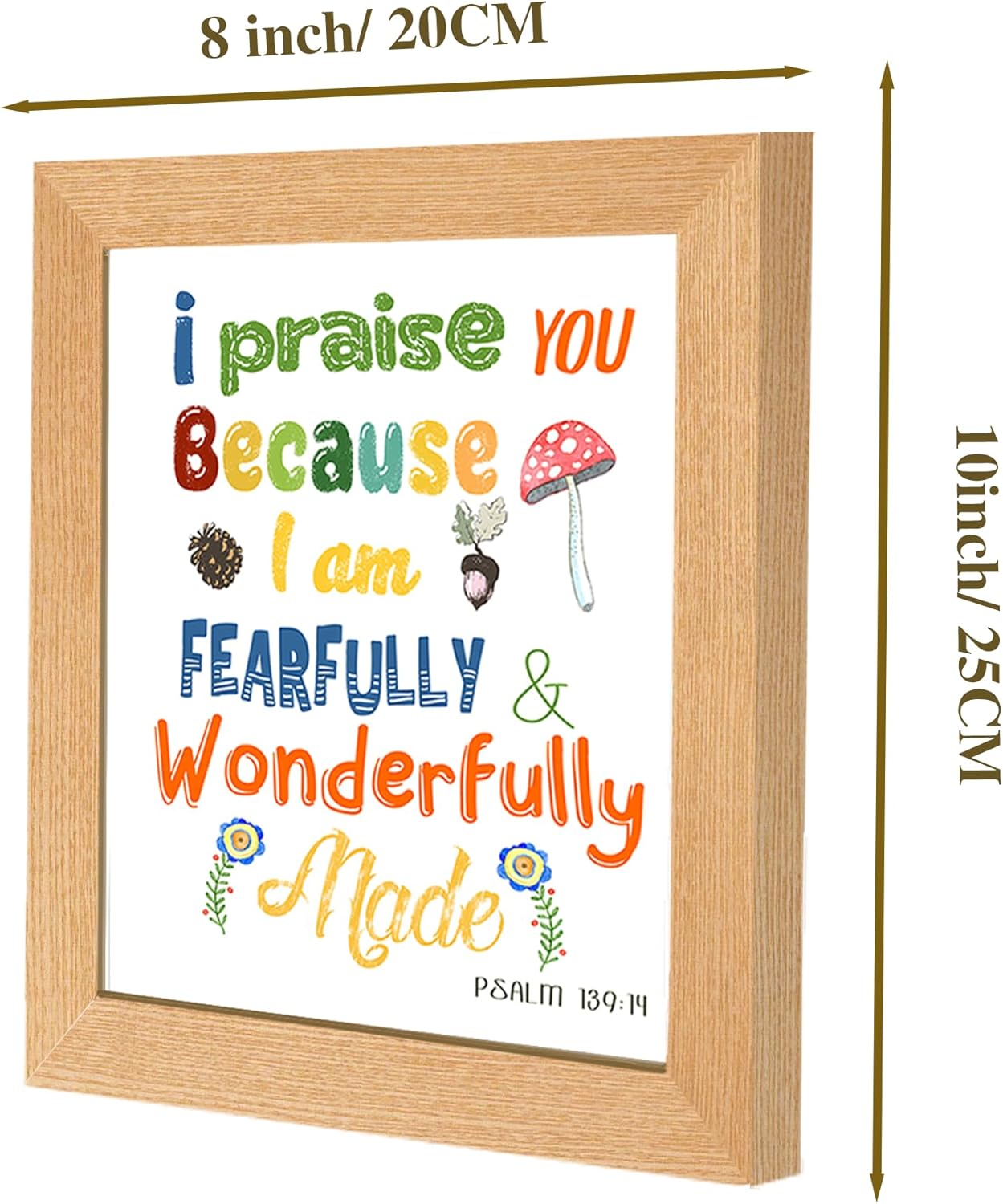 6 PCS Colorful Flower Grass Art Print Motivational Wall Art Wall Decor Posters Sunday School Decorations Nursery Decor Room Bible Verse Wall Decor Christian Wall Art For Classroom (8"X10", Wood Frame)