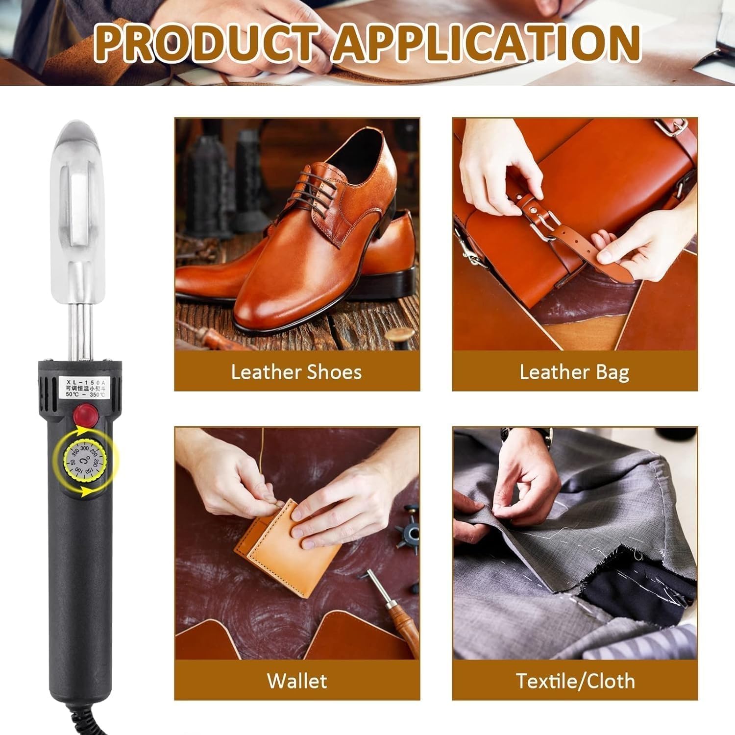 Ferro Da Stiro Elettrico For Pelle, Mini Ferro Da Stiro For Pelle Con Display Digitale, Ferro Da Stiro Termostatico Con Cavo Da 150 W, Con Temperatura Regolabile Da 50 A 350 °C