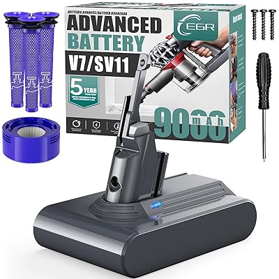 EGR Advanced 9000mAh V7 Animal Battery Replacement Compatible with Dyson SV11 V7 Motorhead/Animal/Trigger/HEPA/Car+Boat/Absolute Handheld Vacuum Cleaners (Not Fit V6, V8, V10)