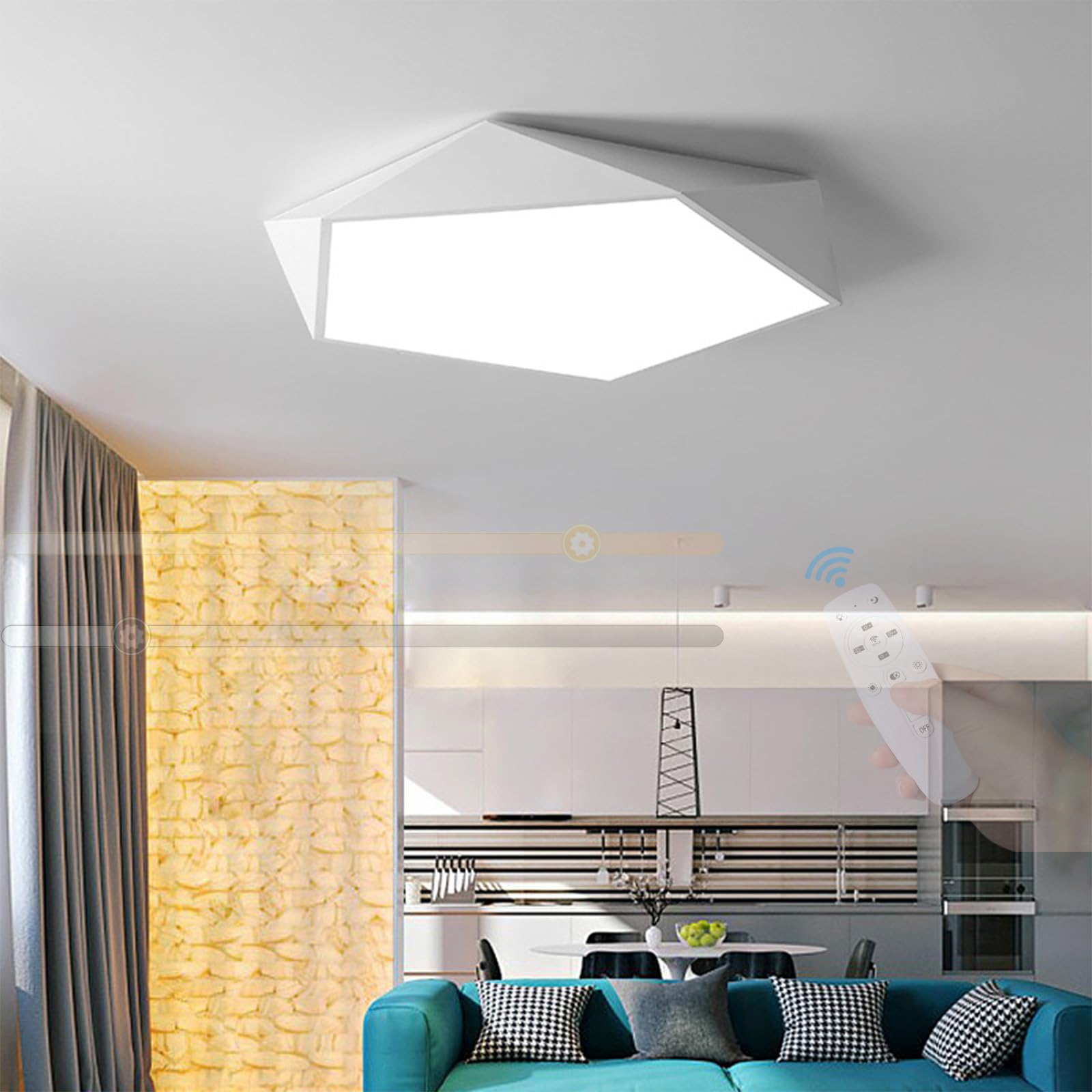 Plafonnier avec télécommande dimmable moderne pour éclairage salon 32cm - 8