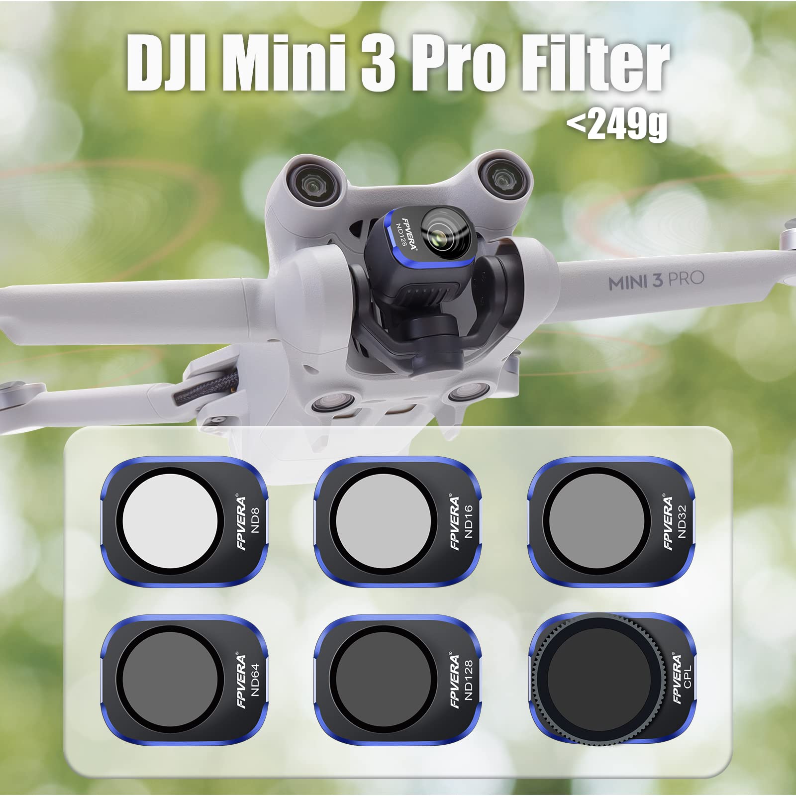 Kit 3 Filtres ND/CPL Pour DJI Mini 5 Pro - ND16, ND64, CPL - Verre Optique Multicouche - Léger 1.6g Par Filtre