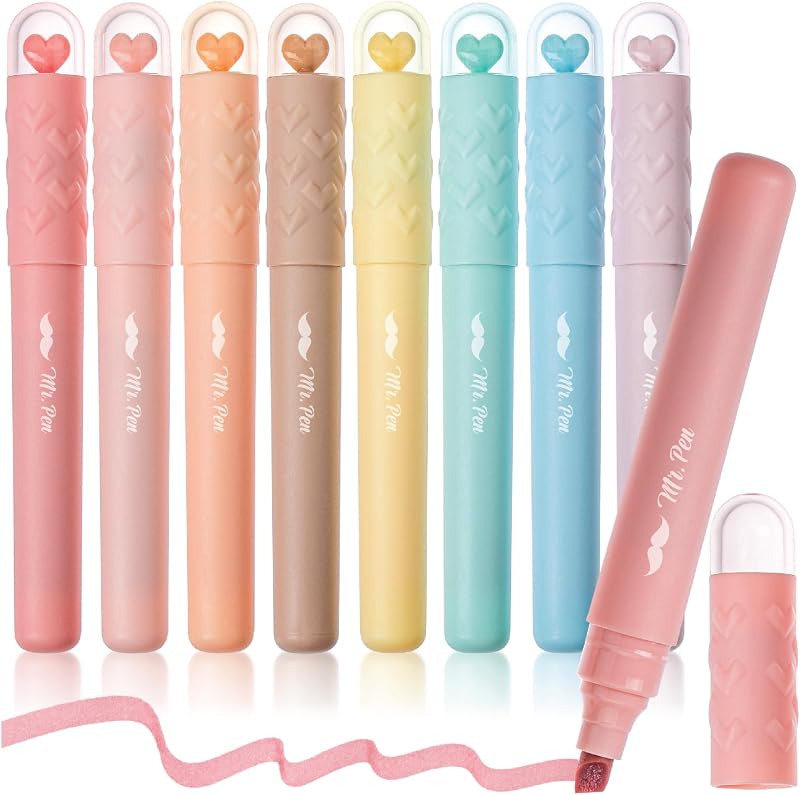 Aesthetic Highlighters, 8 pcs, Vintage Pastels Colors | Cute Highlighters Assorted Colors for Journaling, Highlighting, Underlining, Fast Dry, Back to School Supplies