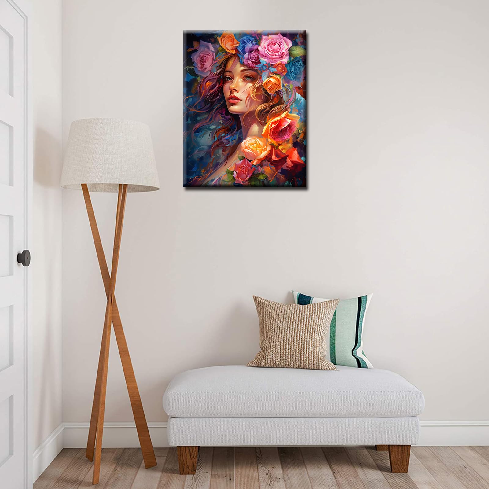 Peinture Par Numéros GAROMIA Flower Girl 40x50cm - Kit DIY Acrylique Pour Adultes Et Enfants