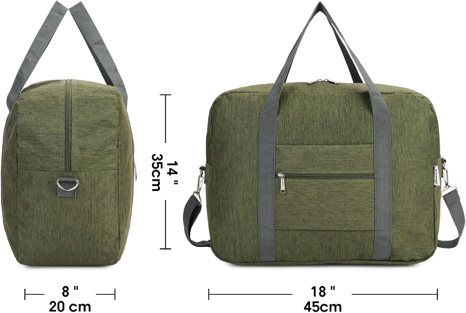 For Spirit Airlines Personal Item Bag 18x14x8 Foldable Travel Duffel Bag Tote Duffle Carry on Luggage for Women and Men 30L (Army Green (With Shoulder Strap)) - Image 4