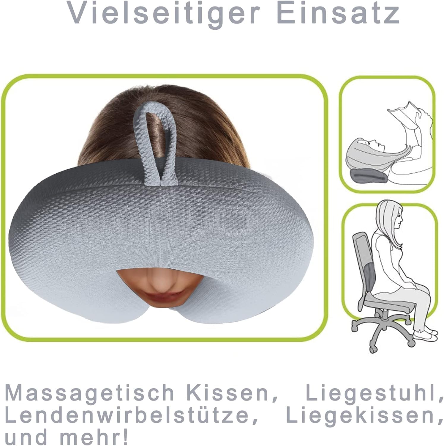 LAMB Cuscino da viaggio - Cuscino di supporto cervicale in memory foam - Cuscino cervicale portatile da viaggio da usare in aereo, in auto e a casa (Grigio) Pessimista 20 x 18 - Immagine 4