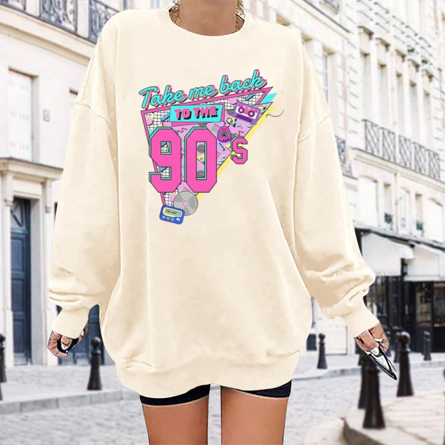 Women Oversized Graphic Sweatshirt 90s Outfit Long Sleeve Shirt 90's Vintage Pullover Tops Birthday Party Gift - Image 3