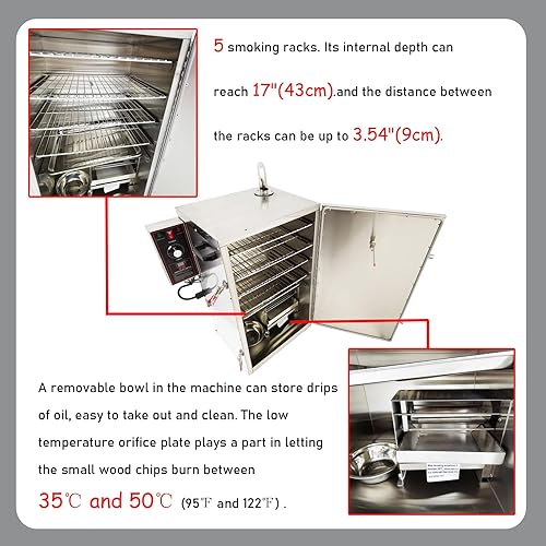 Miniatura 5 de Barbacoa eléctrica ahumador de carne comercial vertical digital lateral cargador de virutas de madera parrilla horno de humo salchicha 5 estantes