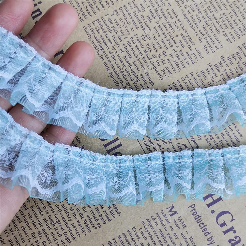 CABODYALS Ruban En Dentelle Bleu Ciel Double Couche De 1 M