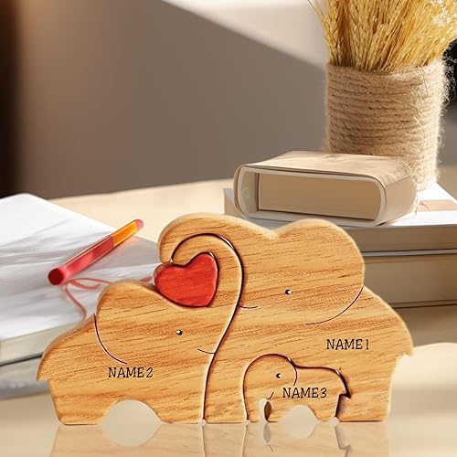 Miniatura 7 de Rompecabezas de madera personalizado para la familia, regalos con nombre, rompecabezas de madera personalizable con 1-8 nombres, pieza decorativa