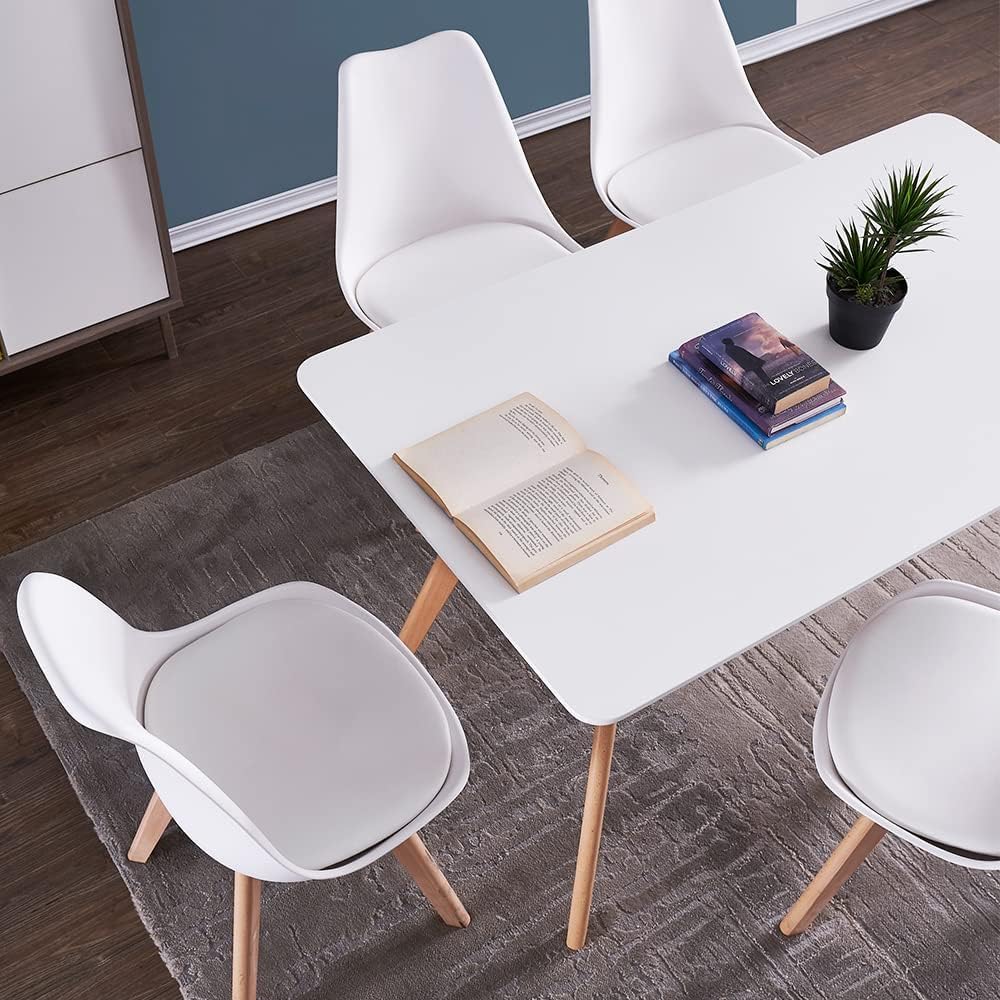 TEENO Chaises Salle à Manger Lot de 4, Scandinaves Bois Blanc