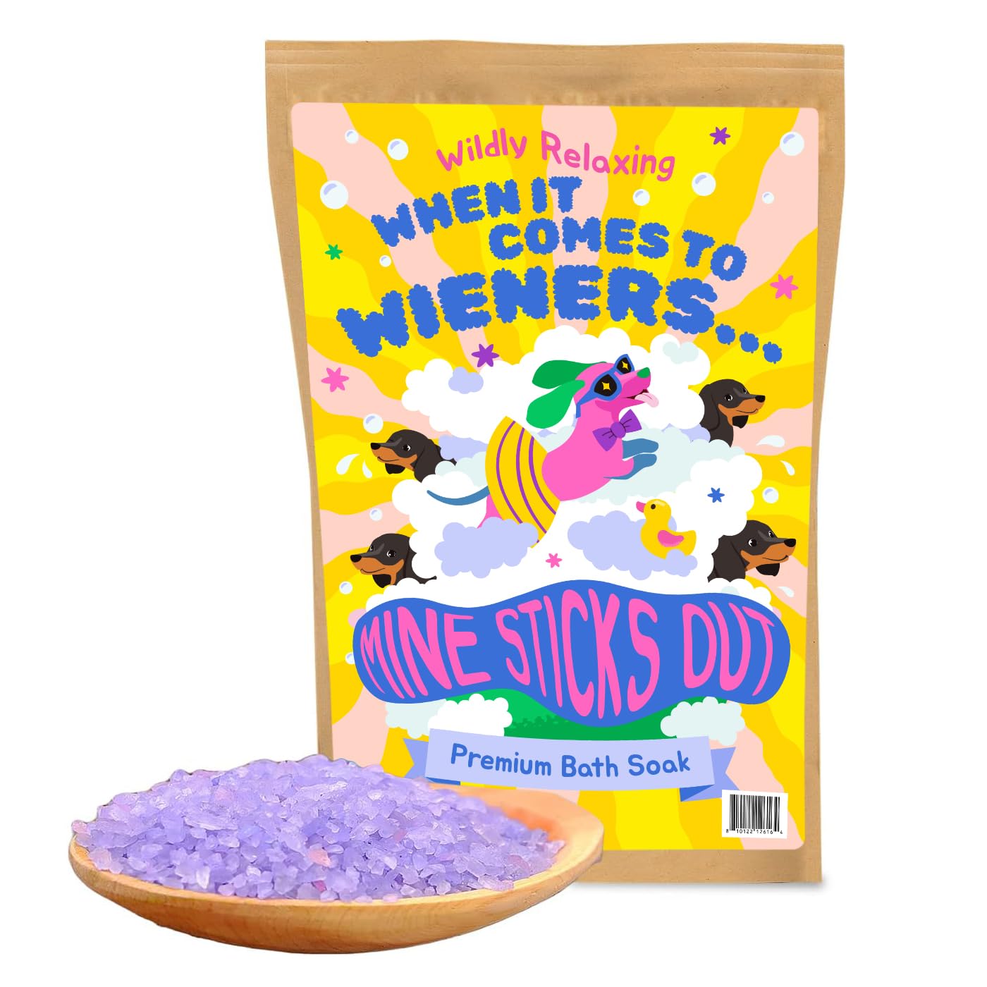 Wiener Sticks Out Bath Soak – Weener Dog Lovers Gifts for Adults Lavender Sea Salts Fathers Day Stocking Stuffers Dachshund Presents