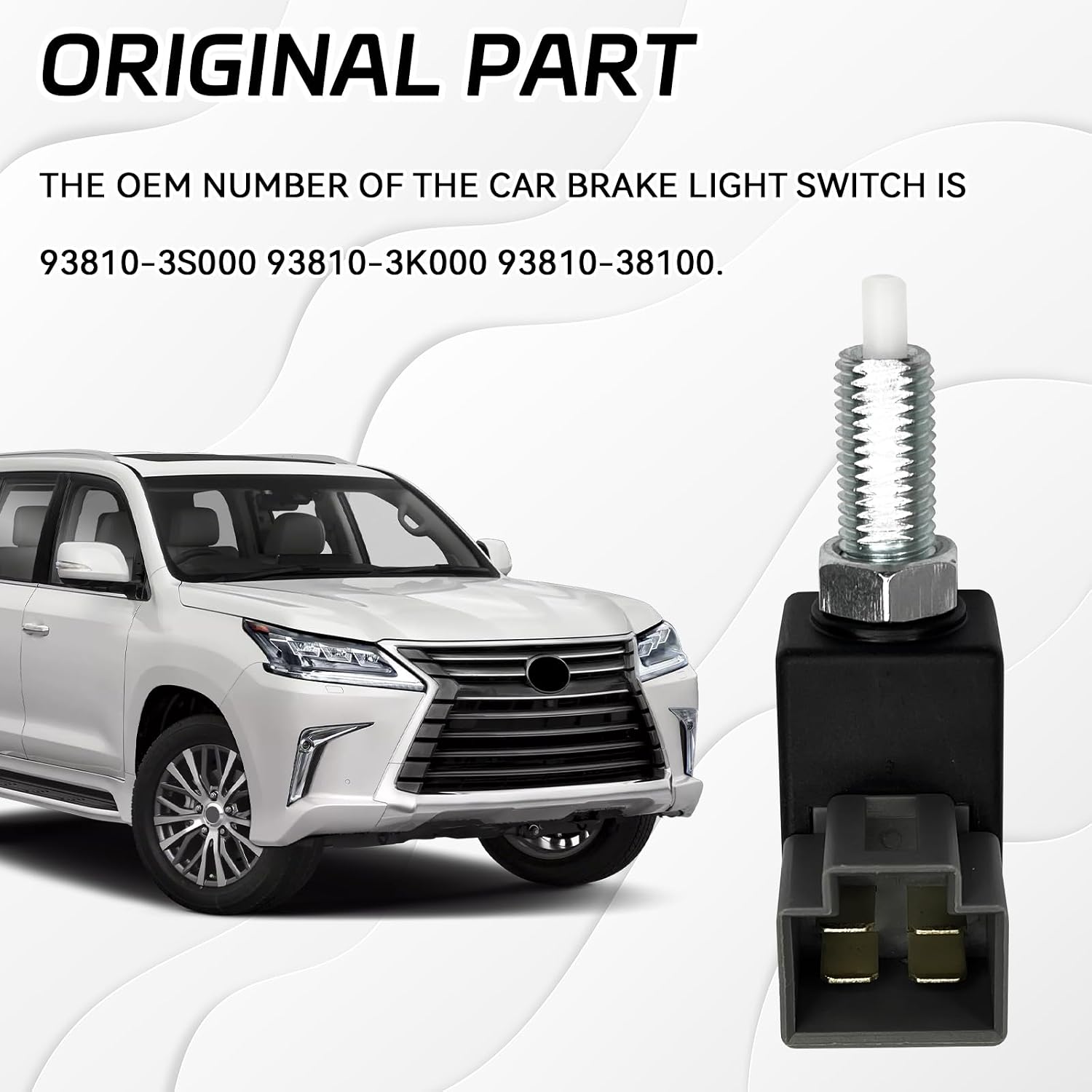 4 Pin Brake Light Switch Replacement 93810-3K000 938103K000, Brake Pedal Switch Compatible with Hyundai Accent Elantra Santa Fe Kia Forte Optima Rio Sorento Sportage, Replaces OEM SLS342 JA4371