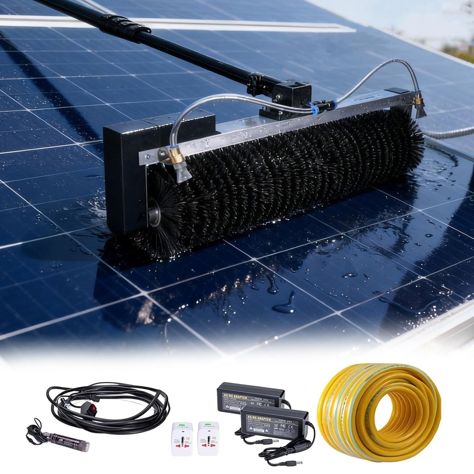 RUODATONLY 3.5/5.5/7.5M Solar Panel Cleaning Kit with Brush Head - for Photovoltaic Panels & Window Glass Cleaning - Adjustable Extension Pole, for Photovoltaic Panels 5.5m/18ft