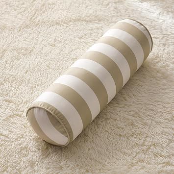 Round Roll Pillow Decorative Bolster Throw Pillow for Couch & Bed 21 * 6.8 Inch Grey White Stripe Roll Pillow for Neck Head Leg Support Grey White Stripe