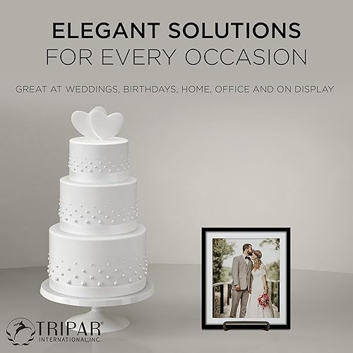 Miniatura 4 de TRIPAR Paquete de 6 soportes cuadrados de metal de caoba pintado para libros de cocina, mini caballete de alambre, soportes pequeños para fotos para