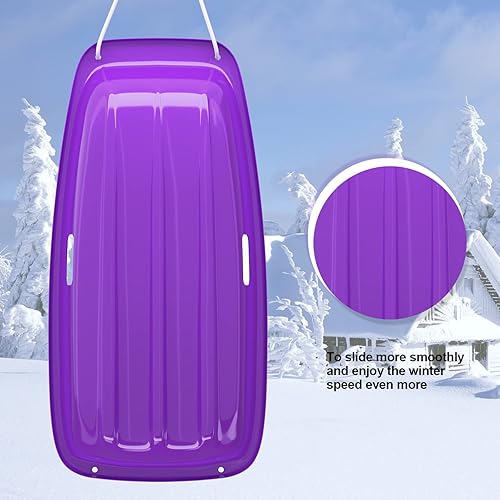 Miniatura 72 de AGPTEK Trineo de nieve duradero de 35/47 pulgadas para niños, niñas y adultos, con asas integradas y cuerda de tracción