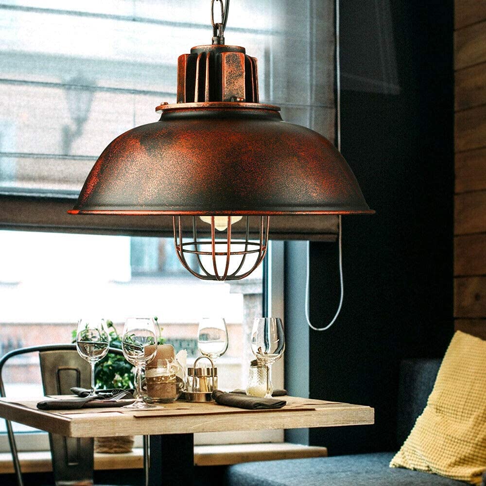 Lustre industriel vintage E27 pour sublimer un plafond vide avec une suspension rétro