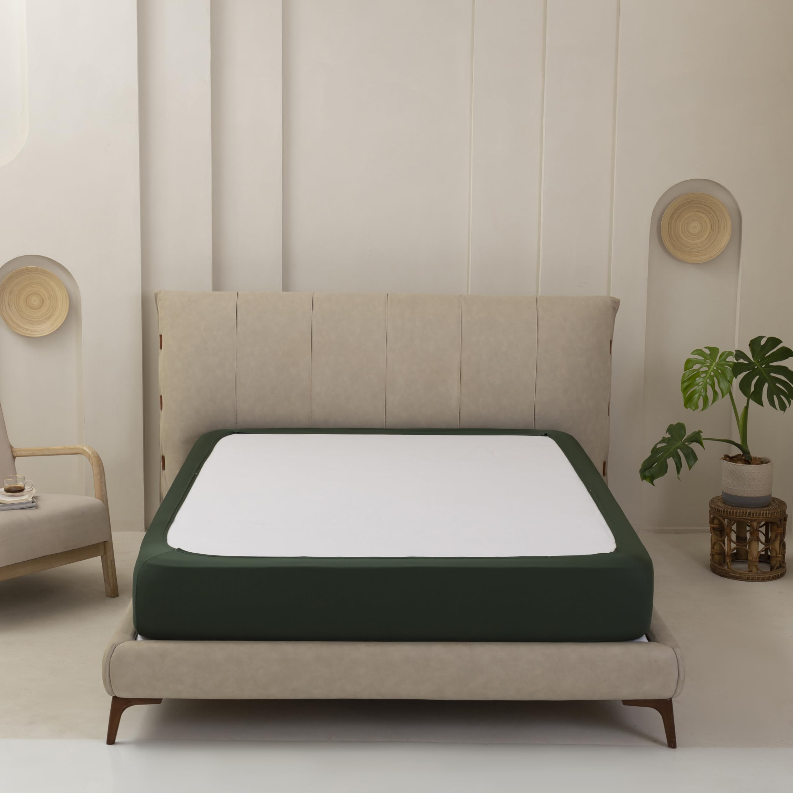 Stretchy Box Spring Cover Queen Size - Jersey Knit & Stretchy Wrap Around 4 Sides Bed Skirt for Hotel & Home, Wrinkle & Fading Resistant Fits Queen