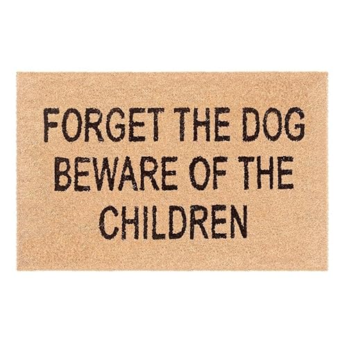 NORBI-LAND DOORMAT Unique Doormats Front/Back Door Mats Made with a non-slip PVC backing - Natural coir - Indoor & Outdoor (Forget the Dog Beware of the Children)