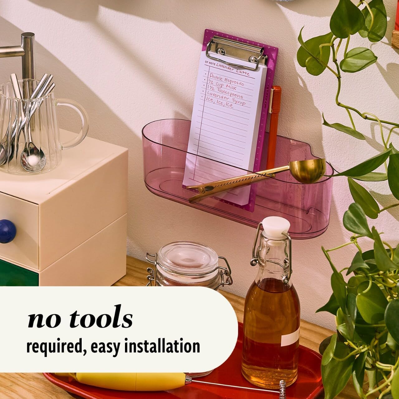 Command Clear Caddy, Lilac Lemonade, 1 caddy, 4 strips