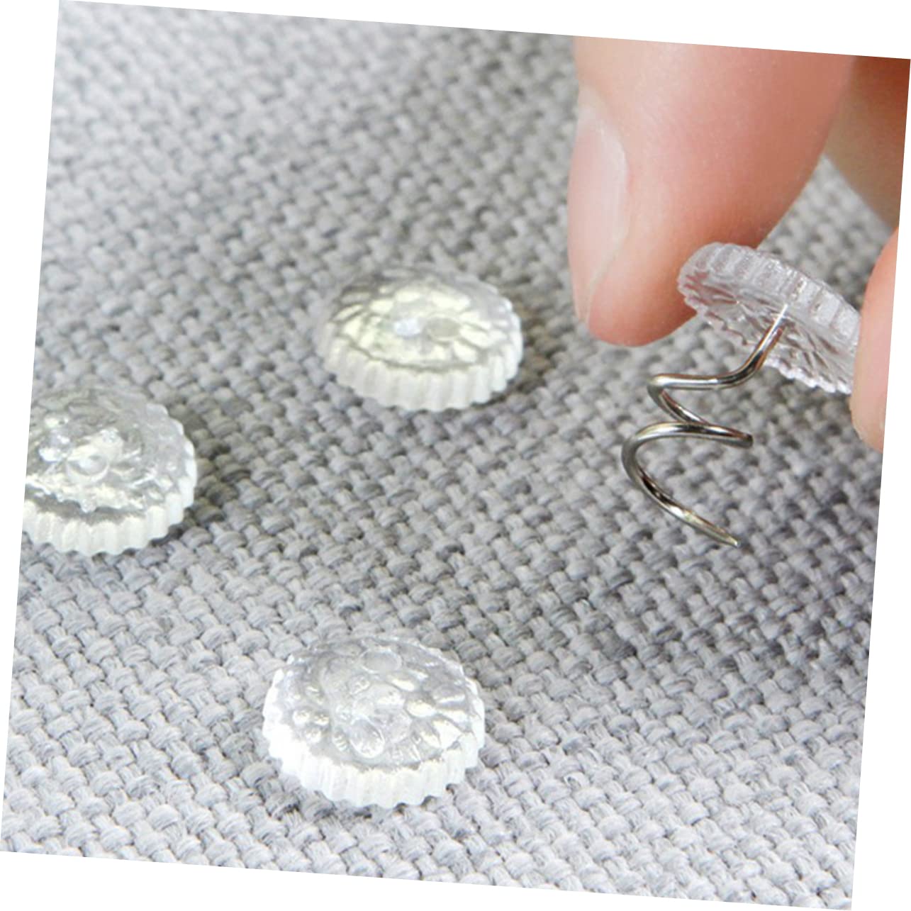 Alipis 60pièces Clous Torsadés Plastique Transparent Pour Fixation De Housses Coussins Et Décorations Intérieur Pratiques Et Réutilisables