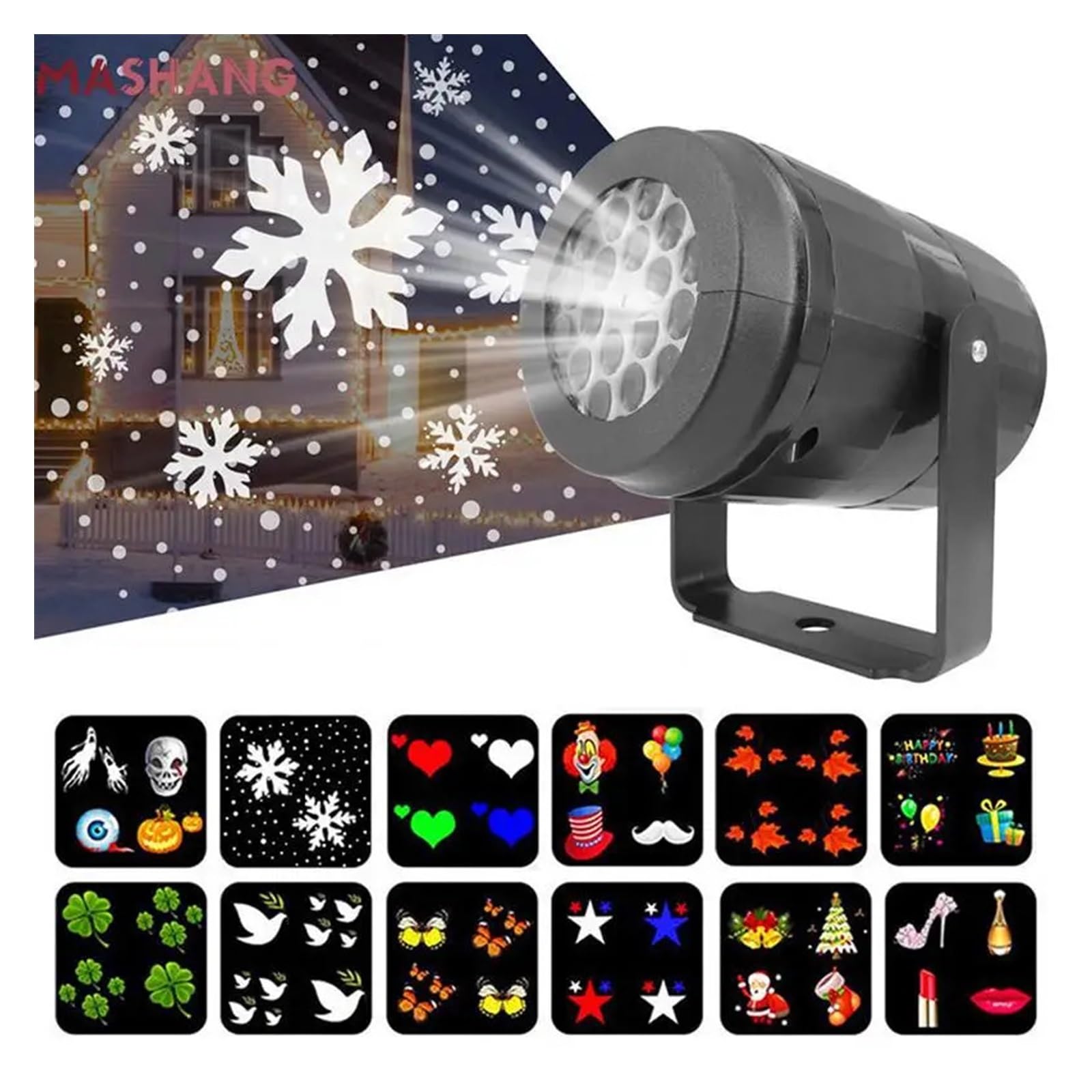 proiettore di luce, Lampada da esterno impermeabile, decorazione natalizia, luce a fiocco di neve, luci palcoscenico for feste